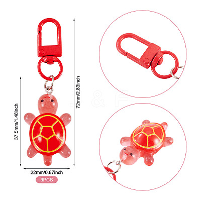 3Pcs Resin Tortoise Pendant Decorations HJEW-TA0001-39D-1