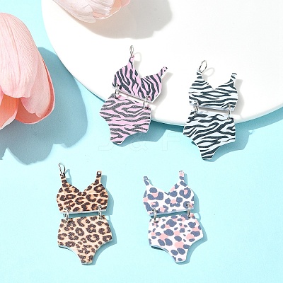 4Pcs 4 Styles Printed Acrylic Pendants MACR-FS0001-75-1