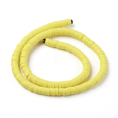 Flat Round Handmade Polymer Clay Beads CLAY-R067-6.0mm-22-1