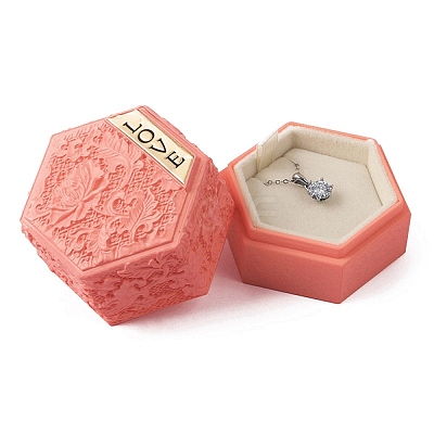 Embossed Hexagon Plastic Pendant Necklace Storage Boxes LS-CON-P020-B02-1