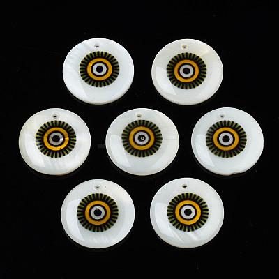 Printed Freshwater Shell Charms SHEL-T009-20A-1