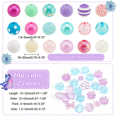 20 Style Mixed Style Acrylic Beads Sets OACR-PH0004-07-1