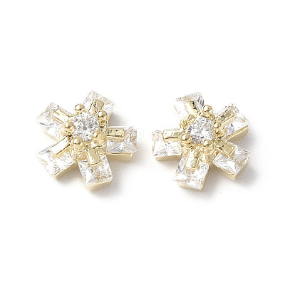 Brass Micro Pave Clear Cubic Zirconia Cabochons KK-A174-18G-1