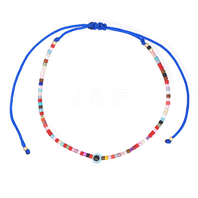 Vintage Bohemian Adjustable Glass Seed Beaded Evil Eye Braided Anklets for Unisex VB8299-4-1