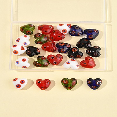 24Pcs 5 Colors Handmade Millefiori Glass Beads LAMP-FS0001-36-1
