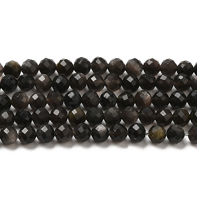 Natural Silver Sheen Obsidian Beads Strands G-E608-A02-C-1