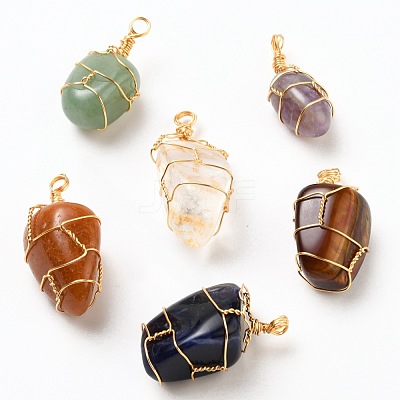 Natural Gemstone Pendants PALLOY-JF00507-1