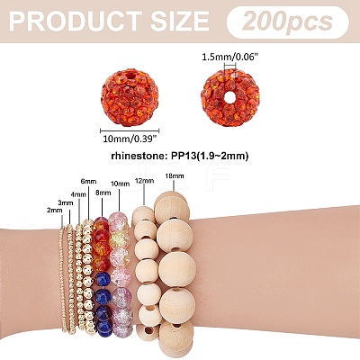 200Pcs Pave Disco Ball Beads RB-PH0001-41H-1