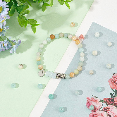 3 Strands Natural Flower Amazonite Beads Strands G-GO0001-13-1