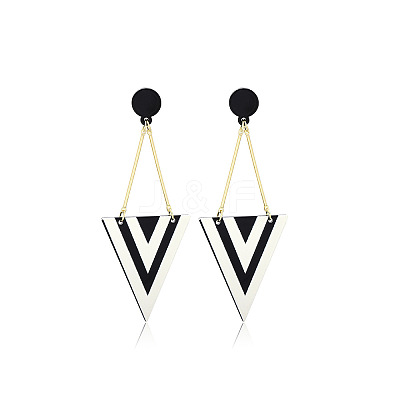 Acrylic Stripe Dangle Stud Earrings FS-WG5637F-01-1