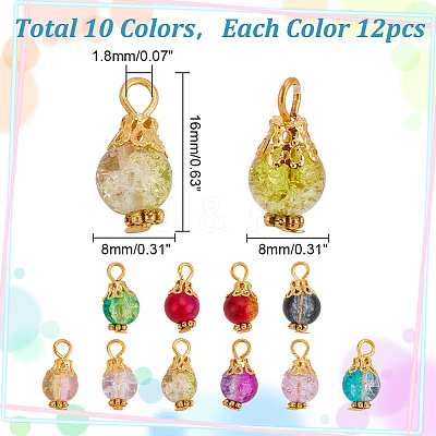 120Pcs Glass Pendant PALLOY-HY00005-1