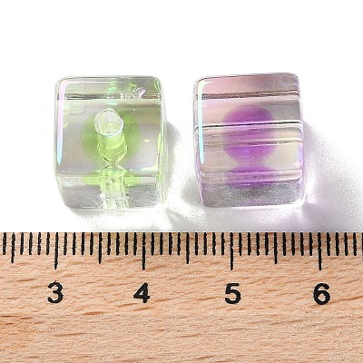 UV Plating Iridescent Transparent Acrylic Beads X-OACR-H112-09A-1