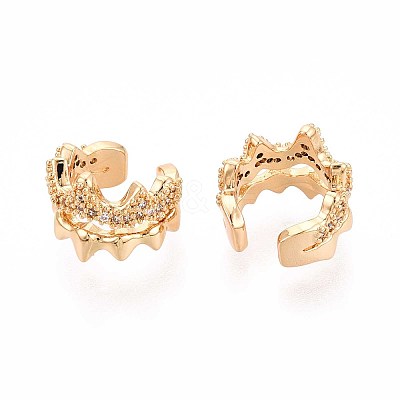 Brass Micro Pave Clear Cubic Zirconia Cuff Earrings EJEW-T047-63G-1