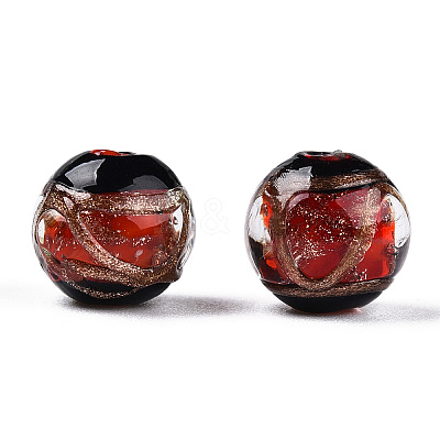 Handmade Gold Sand Lampwork Beads LAMP-T019-12mm-03-1