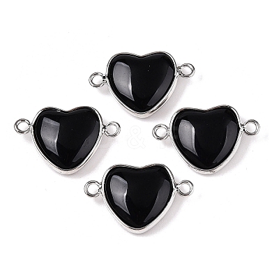 Natural Obsidian Love Heart Pendants G-T138-205D-P-1