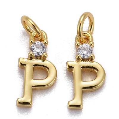 Brass Micro Pave Clear Cubic Zirconia Pendants ZIRC-Z011-35P-1