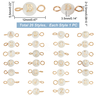 1 Set 26 Styles Natural Freshwater Shell Beads Connector Charms FIND-PH0008-08-1