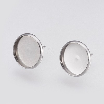 Non-Tarnish 202 Stainless Steel Stud Earring Settings X-STAS-I088-E-02P-1