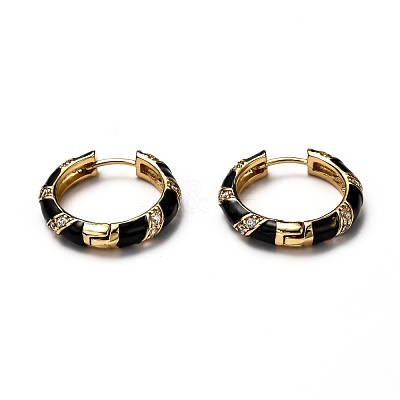 Brass Micro Pave Clear Cubic Zirconia Huggie Hoop Earrings EJEW-H121-22G-1