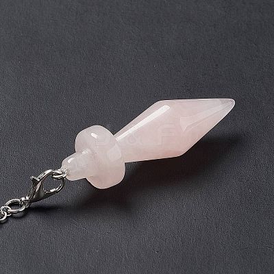 Natural Rose Quartz Pointed Dowsing Pendulums AJEW-B020-05P-07-1