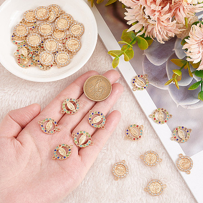 40Pcs 2 Styles Flat Round Alloy Connector Charms FIND-GO0001-33-1