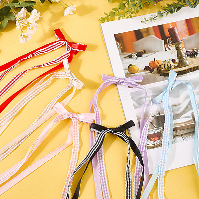 6Pcs 6 Colors Lace Bowknot Polyester Alligator Hair Clips PHAR-CY0001-02-1