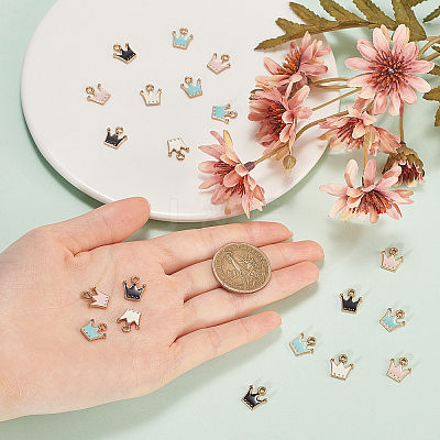 Light Gold Plated Alloy Enamel Charms ENAM-CJ0001-09-1