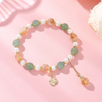 Clover Brass Charm Bracelets BJEW-JB12862-1