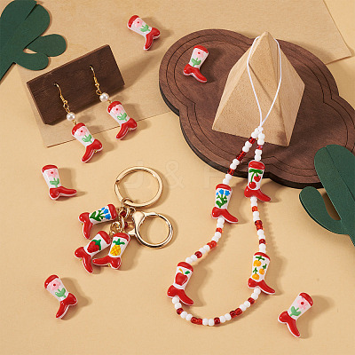 5Pcs Boot Baking Paint Glass Enamel  Beads LAMP-TADJ0001-08F-1