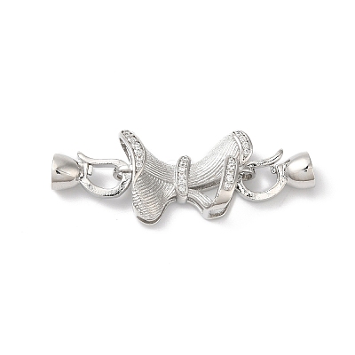Rack Plating Brass Micro Pave Clear Cubic Zirconia Fold Over Clasps KK-A222-11P-1