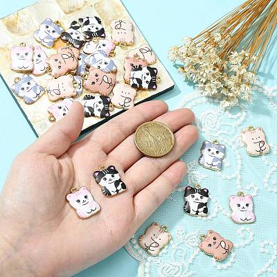 30Pcs 5 Style Printed Alloy Pendants ENAM-CJ0005-51-1