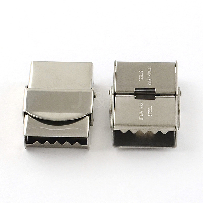 Tarnish Resistant Smooth Surface 201 Stainless Steel Watch Band Clasps STAS-R063-84-1