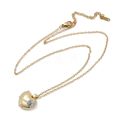 Brass Crossed Bowknot Heart Pendant Necklaces NJEW-K280-06G-02-1