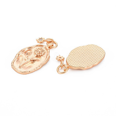 Brass White Opal Rhinestone Pendants X-KK-S364-217-1