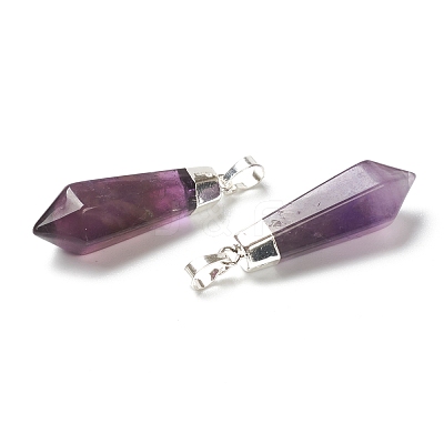 Natural Amethyst Pointed Pendants G-P445-E08-1