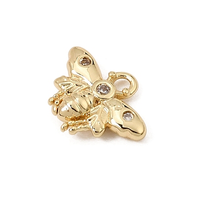 Brass Micro Pave Clear Cubic Zirconia Charms CU-CBA3D76-03G-03-1