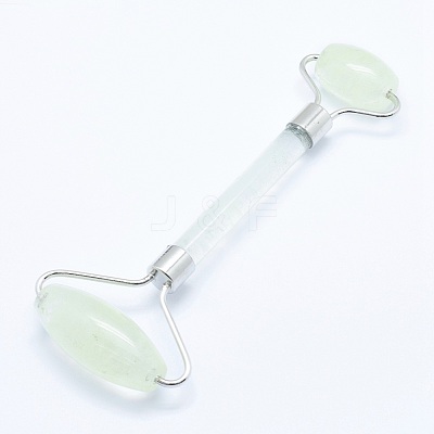 Green Watermelon Stone Glass Brass Face Massager MRMJ-G009-20P-1