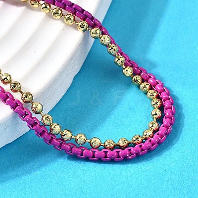 Brass Beaded Double Strand Bracelets BJEW-U040-02G-01-1