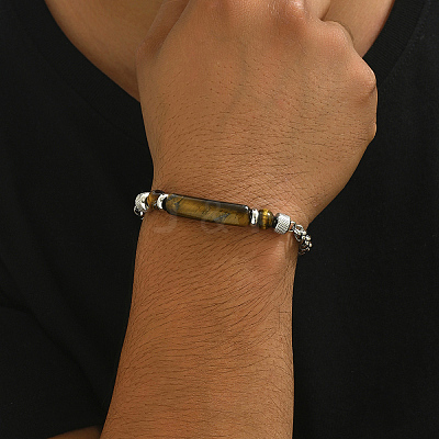 Natural Tiger Eye Round Beaded Bracelets LS-PO7911-1