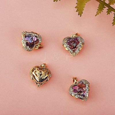 4Pcs Brass Rhinestone Pendants KK-SZ0005-34-1