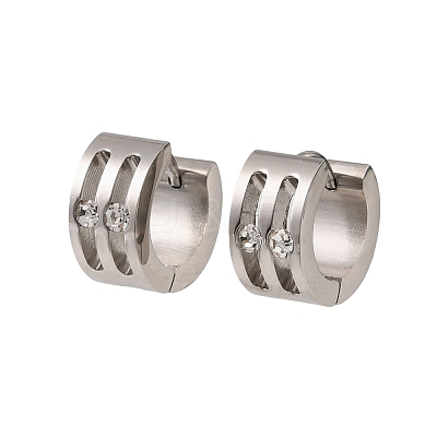 304 Stainless Steel Cubic Zirconia Hoop Earrings for Women SA-CBAF36C-02B-P-1
