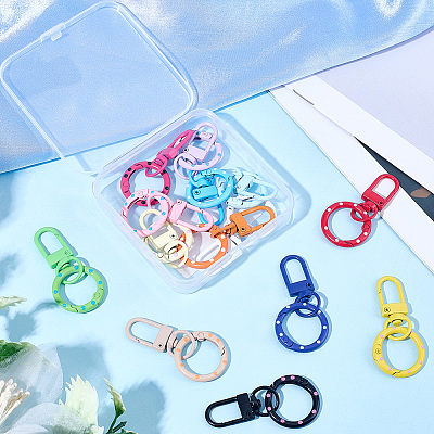 14Pcs 14 Colors Spray Painted Zinc Alloy Keychain Clasps FIND-SC0022-50-1