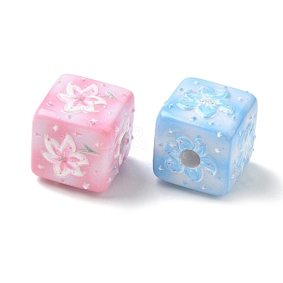 Carved Opaque Acrylic European Beads AC-CBA1172-01-1