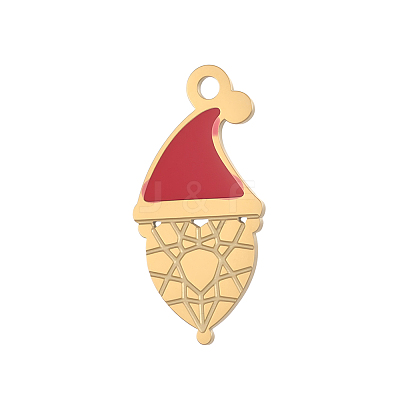 Christmas 304 Stainless Steel with Red Enamel Charms SA-OY003-74G-01-1
