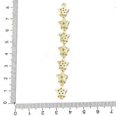Brass Micro Pave Clear Cubic Zirconia 7 Star Links Connector Charms KK-H539-16G-1