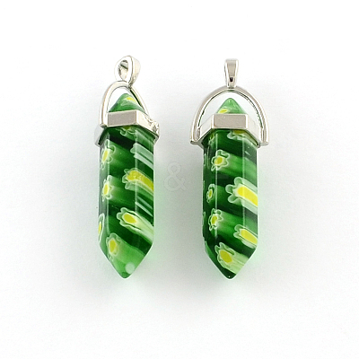 Millefiori Glass Pendants with Alloy Findings LK-R008-M01-1