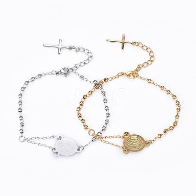 304 Stainless Steel Charm Bracelets BJEW-P258-16-1