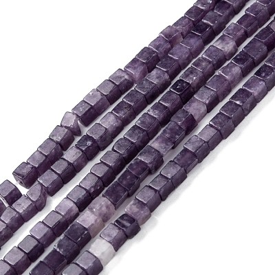 Natural Lepidolite/Purple Mica Stone Beads Strands G-F631-K14-1