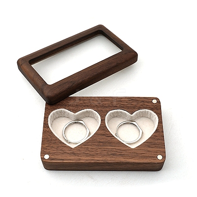 Rectangle Wood Wedding Couple Ring Storage Boxes with Visible Magnetic Cover PW-WG62632-03-1
