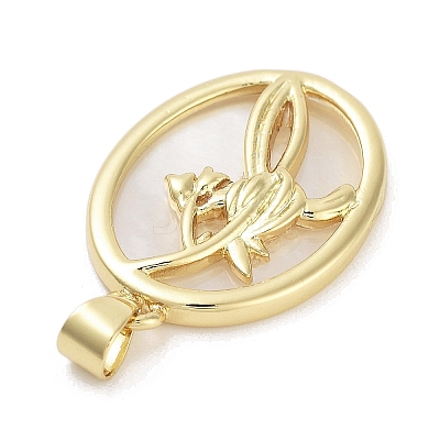 Rack Plating Brass Pave Shell Pendants KK-Z064-28G-04-1